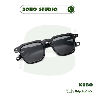 Kính mát nam nữ thời trang Soho Studio gọng vuông KUBO viền đen ngầu thiết kế độc lạ, cá tính, chống ánh sáng, tía UV
