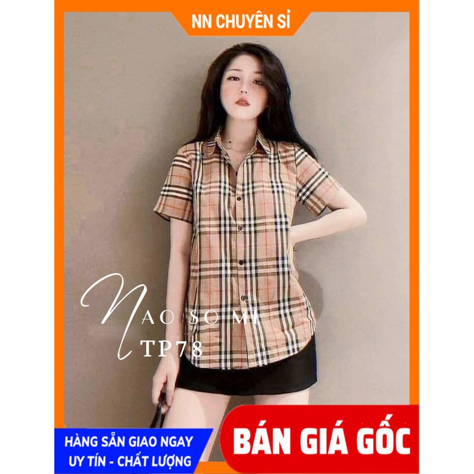Áo sơ mi bbr nữ sọc kẻ hàng đẹp vải mềm phom dưới 47kg