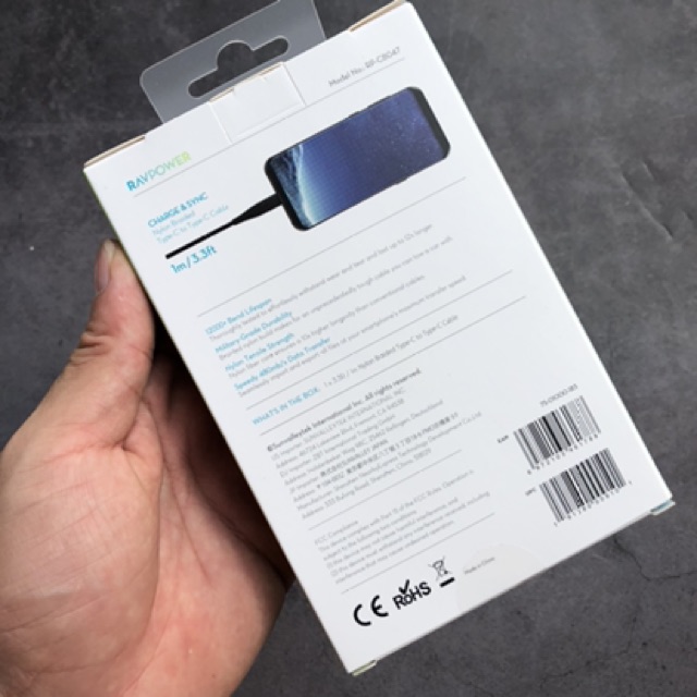 Cáp Dù Type C Ravpower Usb c To Usb C 1M Chính Hãng - Bảo Hành 12T ( RP-CB047)