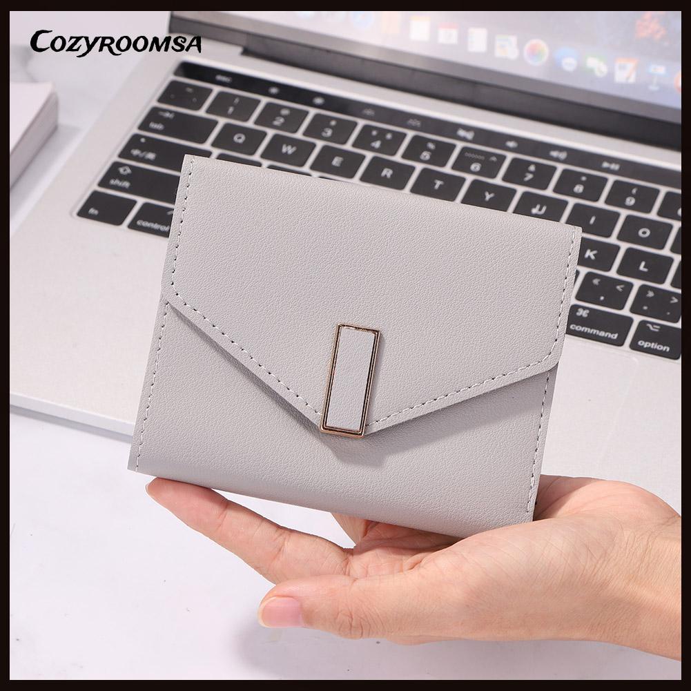 Ví da PU màu trơn thời trang đơn giản cho nữ