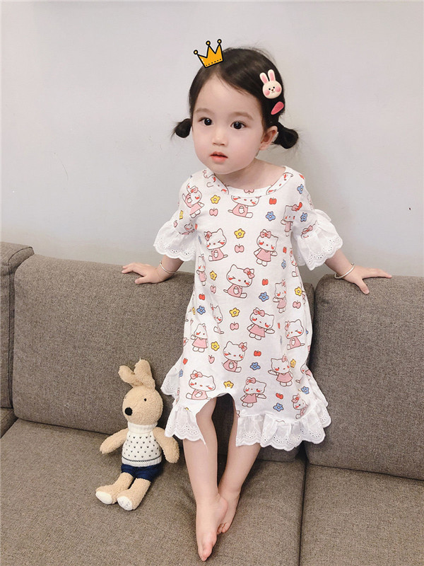 đồ ngủ In Hình Dễ Thương Cho Bé Gái/Girl Princess housewear / baby cute cotton lace pajamas