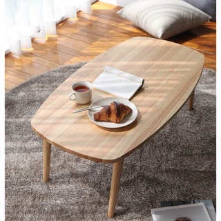 Bàn trà sofa xuất Hàn mặt bàn kiểu ovan gỗ cao su tự nhiên tuyển chọn 80cmx50cm