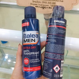 Xịt khử mùi  [ GIẢM GIÁ] Balea Men 200ml 48h, Đức