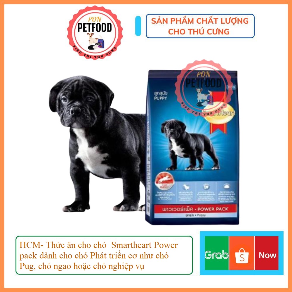 HCM- Thức ăn cho chó  Smartheart Power pack dành cho chó Phát triển cơ như chó Pug, chó ngao hoặc chó nghiệp vụ