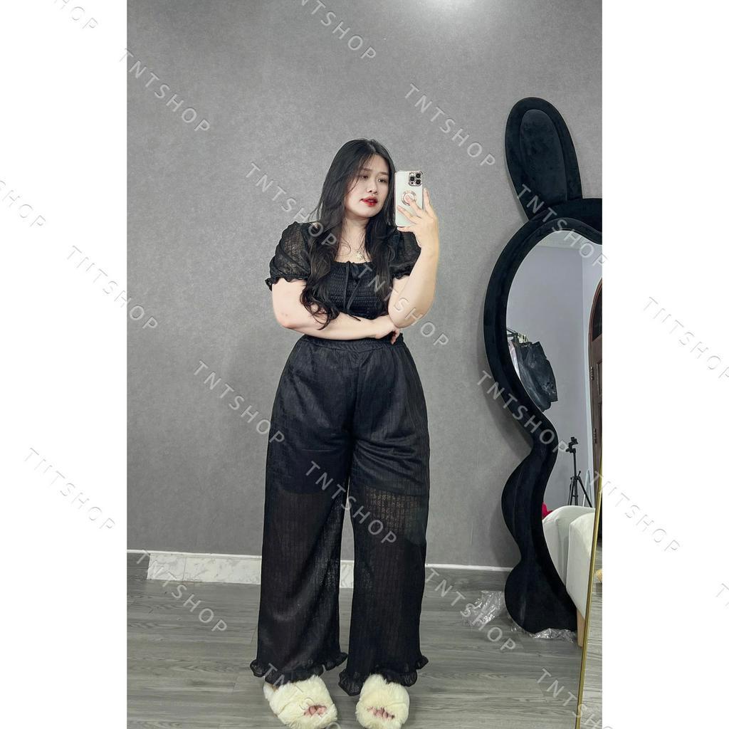 SET REN MỊN ÁO NHÚN QUẦN DÀI VIỀN BÈO [TNT SHOP BIGSIZE 60KG 90KG]