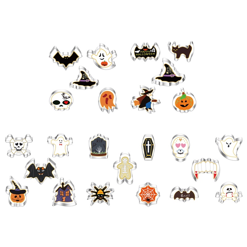Set 5 Khuôn Cắt Bánh Quy Tạo Hình Chủ Đề Halloween Bằng Thép Không Gỉ Tiện Dụng
