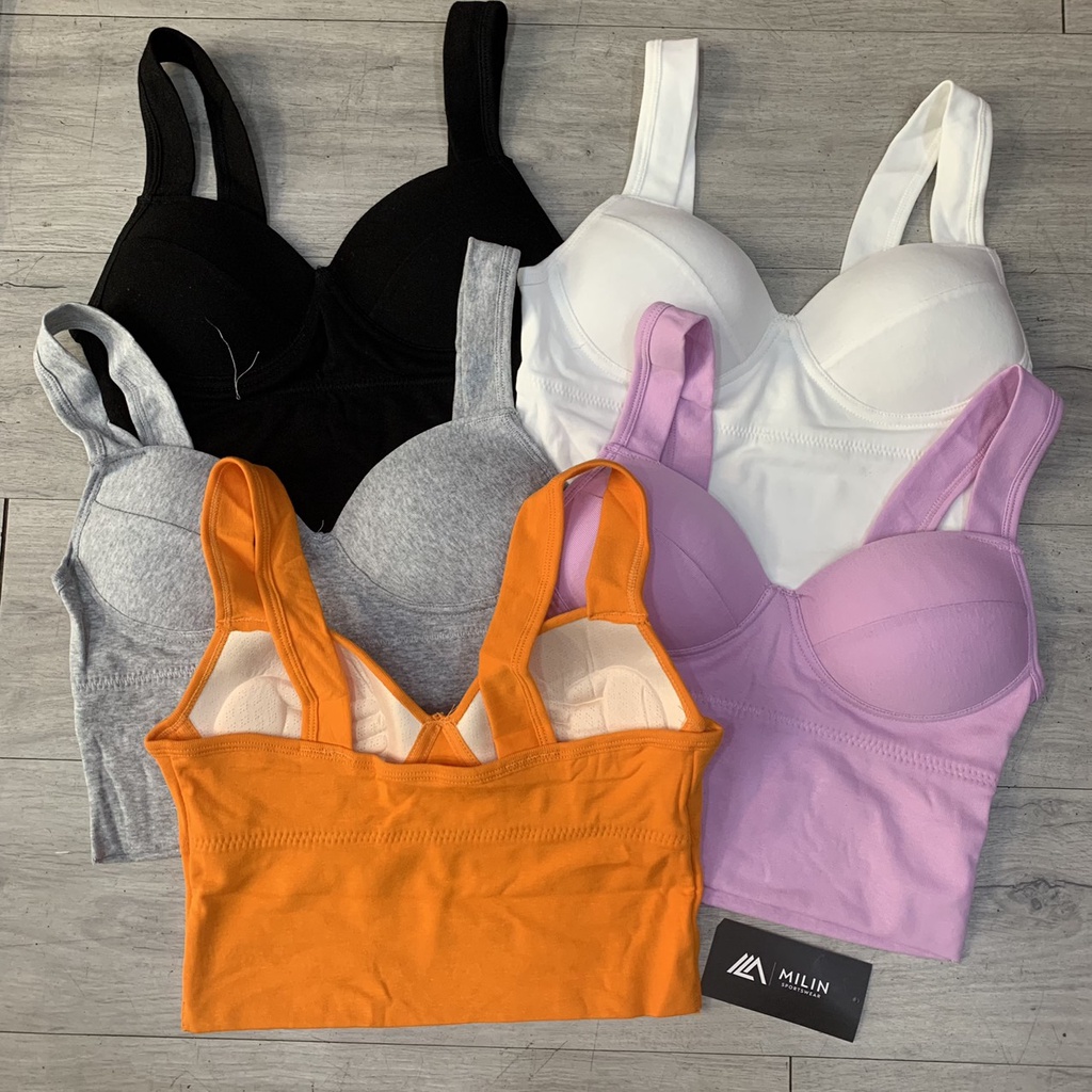 Áo Croptop Tập Gym Yoga Nữ Mút Đúc Vải Cotton