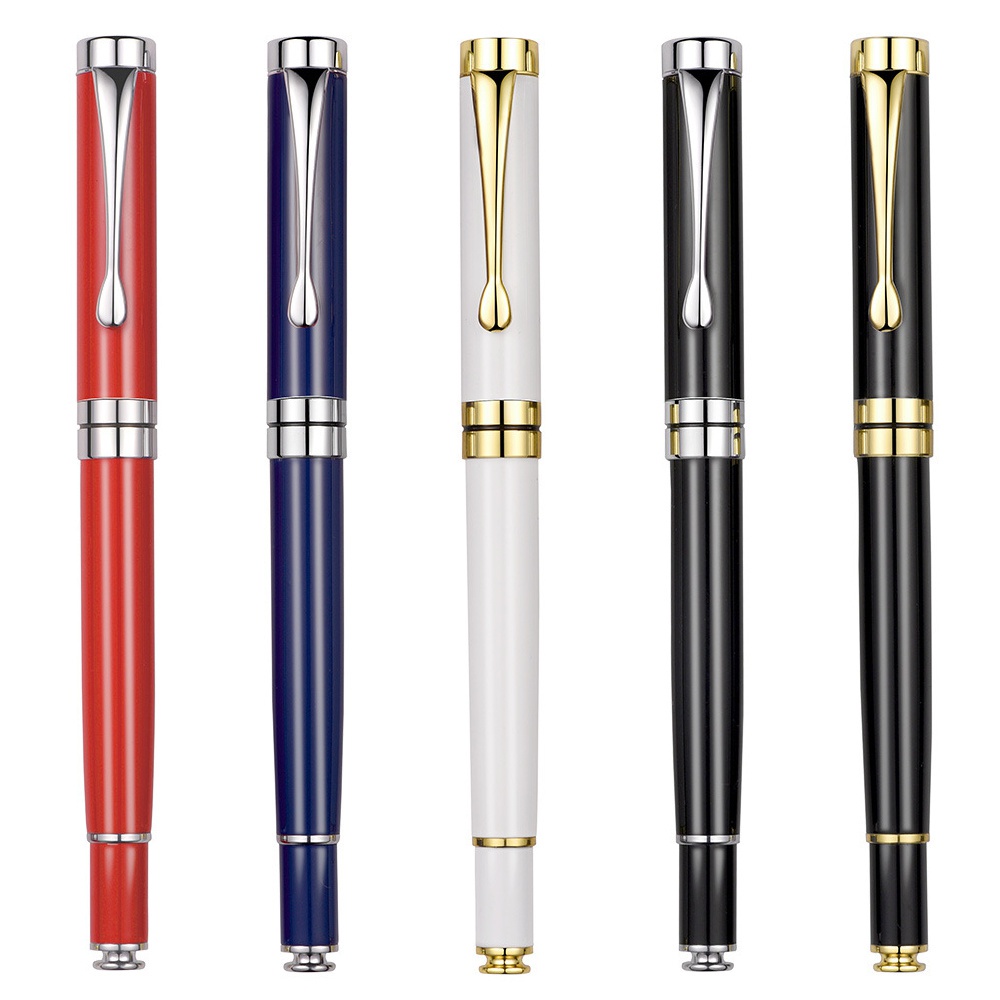 1 Gói Bút Bi Bằng Thép Không Gỉ Với Viền Chrome Màu Vàng Sang Trọng Làm Quà Tặng Cho Nam Và Nữ