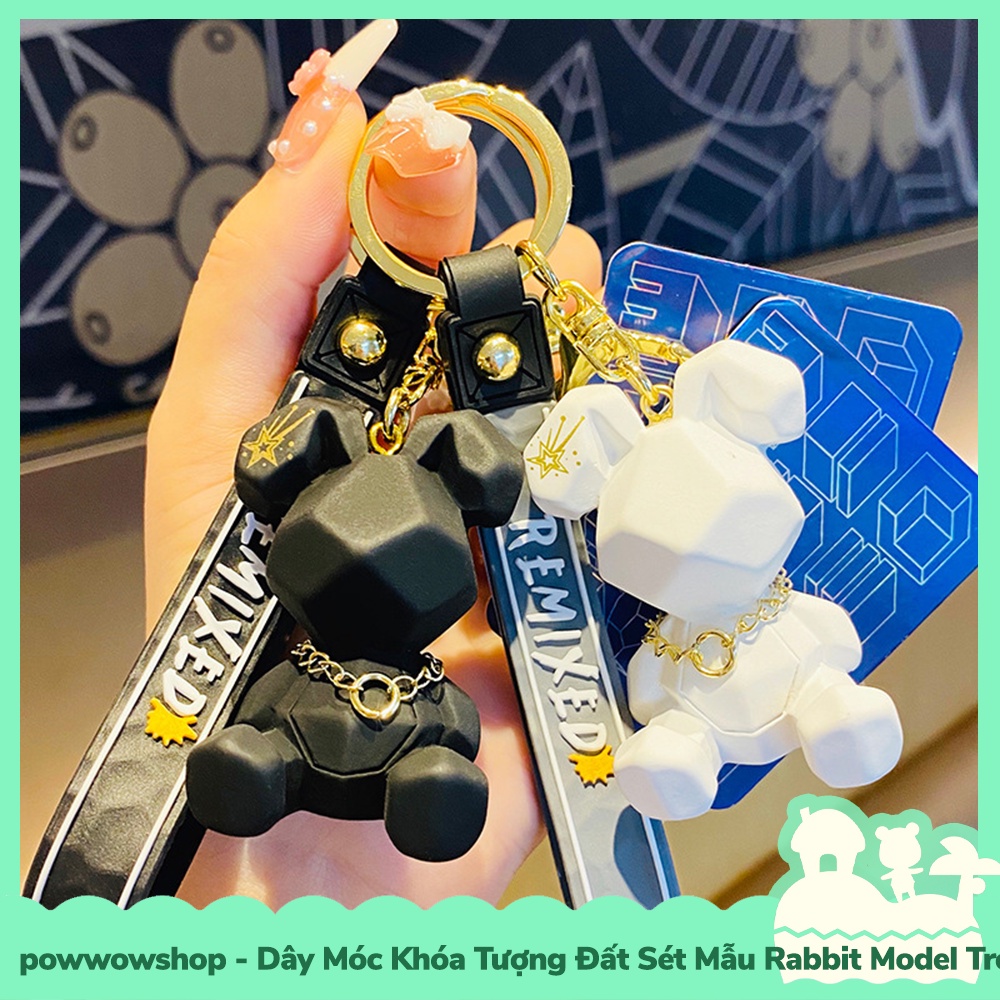 [Sẵn VN - Hỏa Tốc] Dây Móc Khóa Tượng Đất Sét Mẫu Bear Rabbit Gấu Thỏ