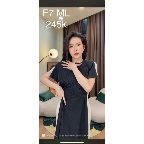 Đầm thun gân đen loại 1 xịn mịn F7 Loan Lâm