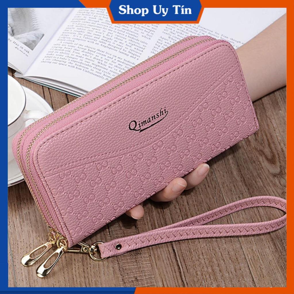 Ví nữ cầm tay 2 khóa kéo cao cấp chất liệu PU bền đẹp kiểu dáng hàn quốc nhiều ngăn tiện dụng HX0044