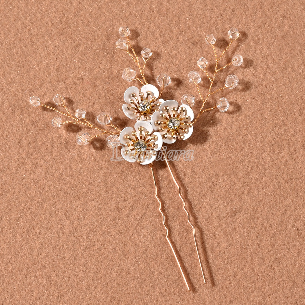 【3C】Lược Tóc Hình Hoa Đính Pha Lê Trang Trí Tóc Cho Cô Dâu Ngày Cưới