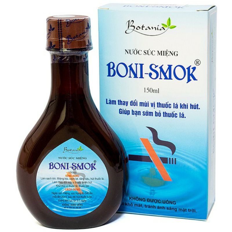 ✅(CHÍNH HÃNG) Nước súc miệng cai thuốc lá Boni Smoke Boni Smok 250ml, 150ml
