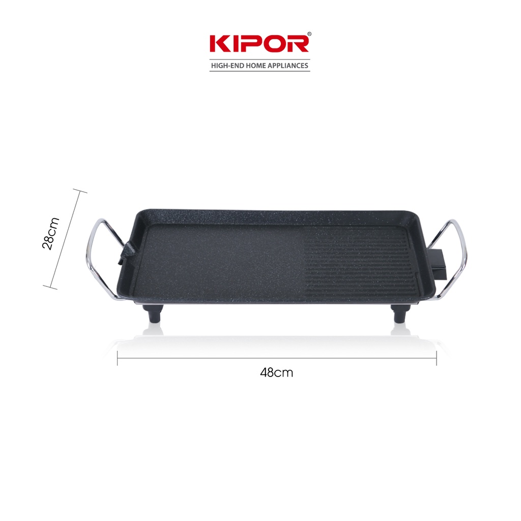 Bếp nướng điện không khói KIPOR KP-GR4828 - Mặt nướng lớn phủ chống dính WHITFORD của USA - Bảo hành tại nhà 12 tháng