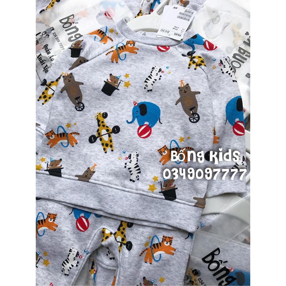 Bộ Nỉ Bé Trai Động Vật Ghi