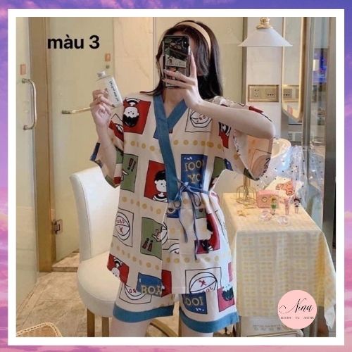 Bộ Ngủ Đùi Hoạt Hình Chất Liệu Cotton Vừa Xinh Đáng Yêu NinaStore (Có Video + Ảnh đánh giá)