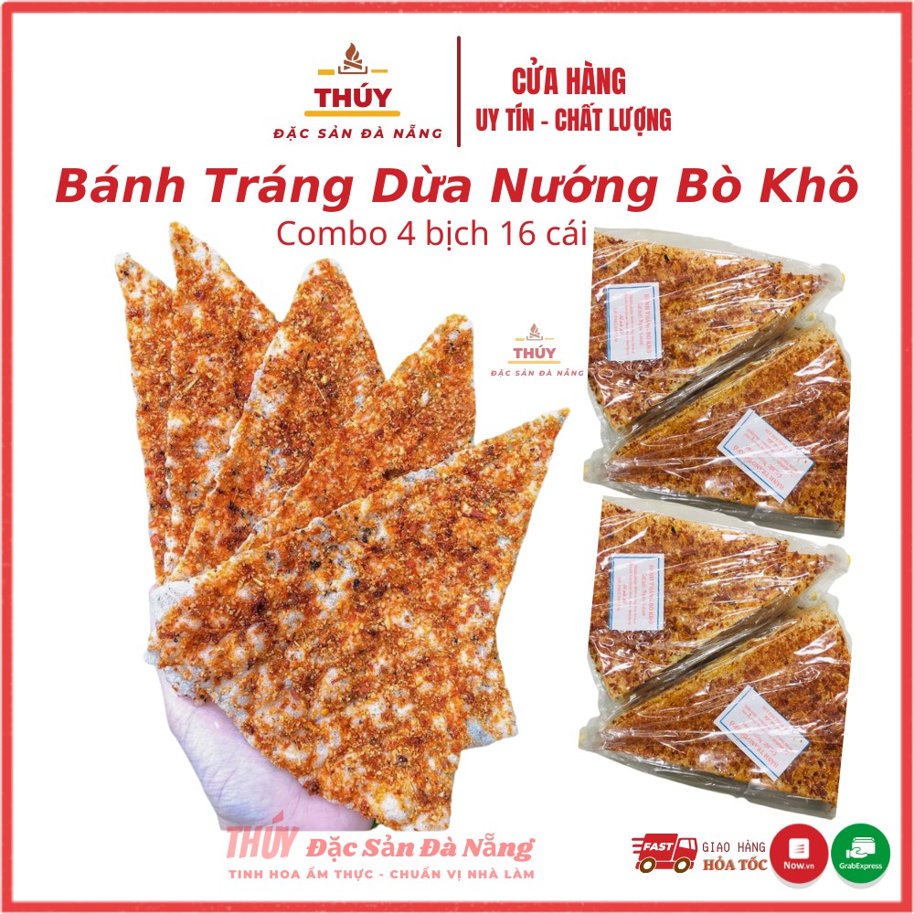 [ combo 10 bịch 40 cái ] Bánh tráng dừa nướng bò khô thơm ngon Đặc Sản Đà Nẵng