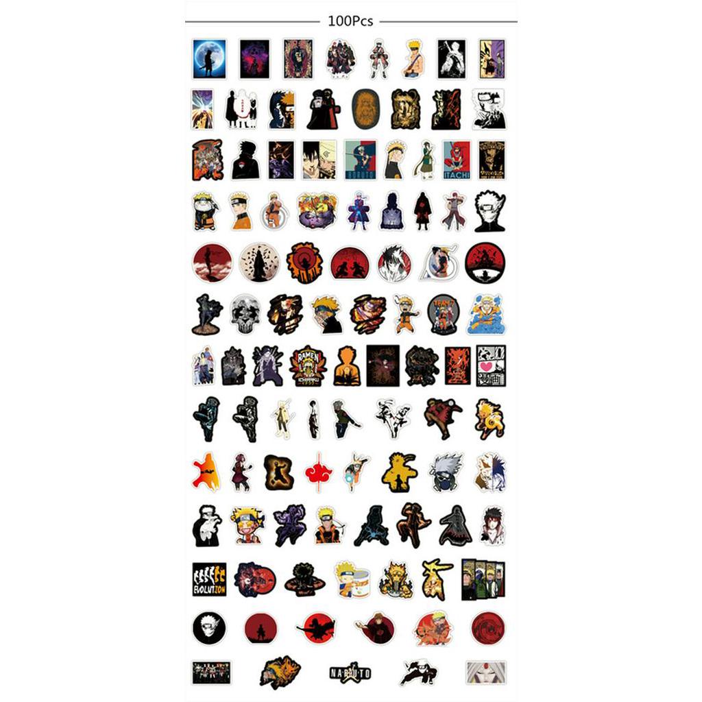 Bộ 100 Miếng Dán Chống Thấm Nước Hình naruto Độc Đáo