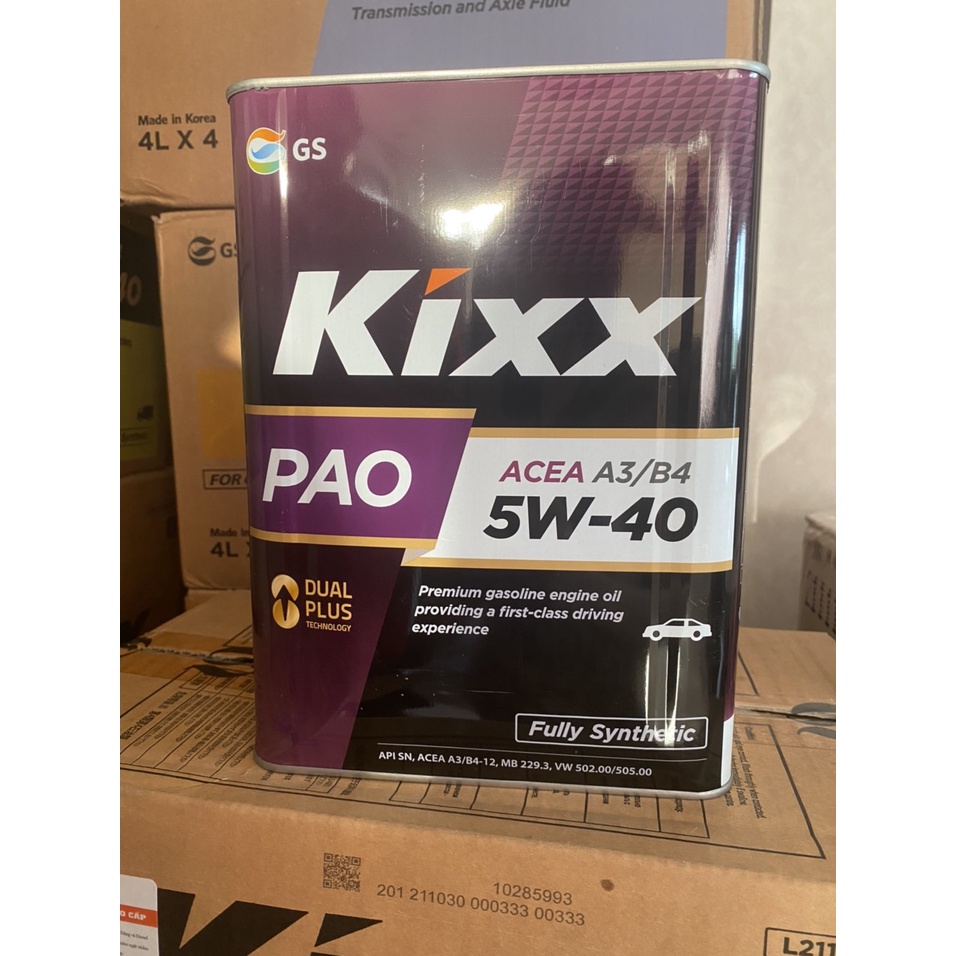 Dầu máy xăng Kixx Pao 5W40 (Can thiếc 4L*4)