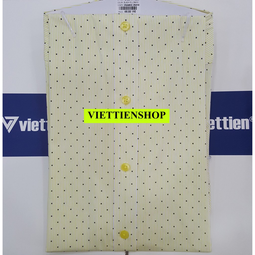 ÁO SƠ MI VIỆT TIẾN DÀI TAY VẢI TRE HOA VĂN