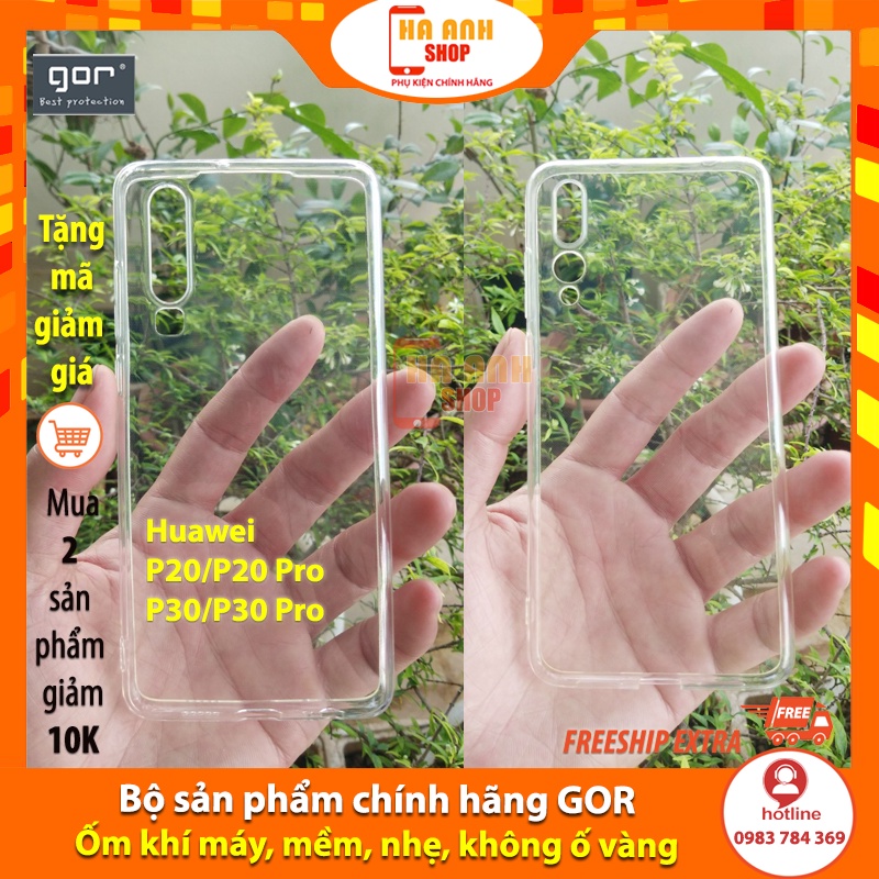 Ốp lưng Huawei P20/P20 Pro/P30/P30 Pro/P40/P40 Pro/P20 Lite hãng Gor cao cấp trong suốt,dẻo,mỏng 0.4mm,nhẹ,không ố vàng