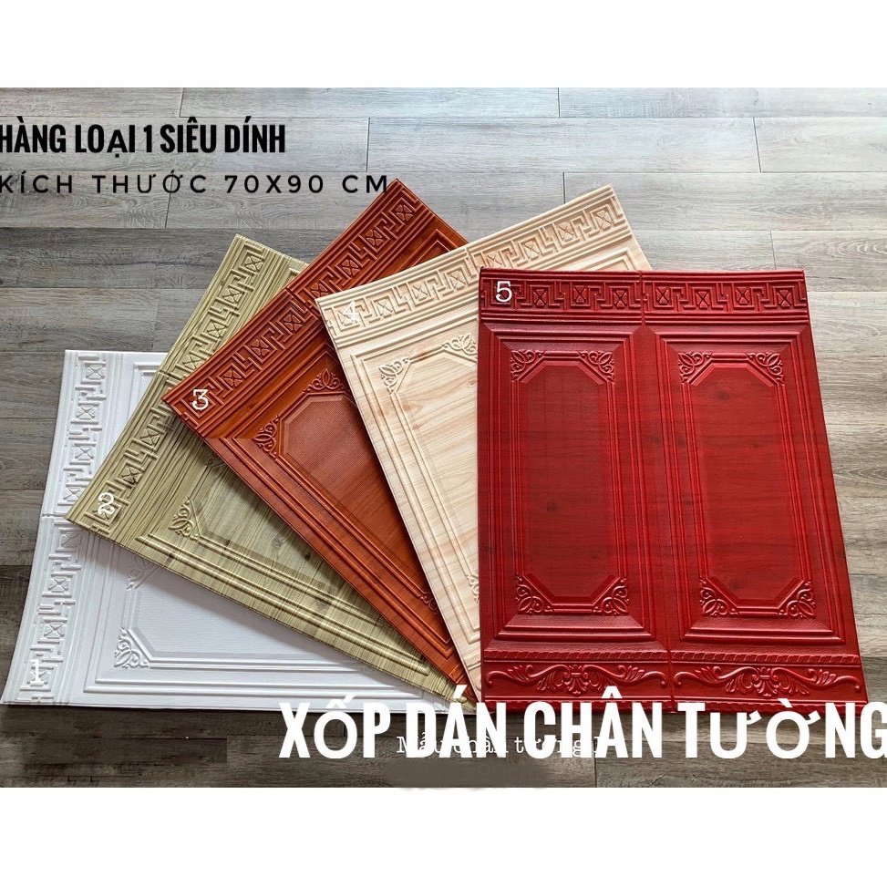 Xốp dán chân tường giả gỗ khổ lớn kt 70 x 90 cm- hàng chuẩn loại 1 dính cực chắc