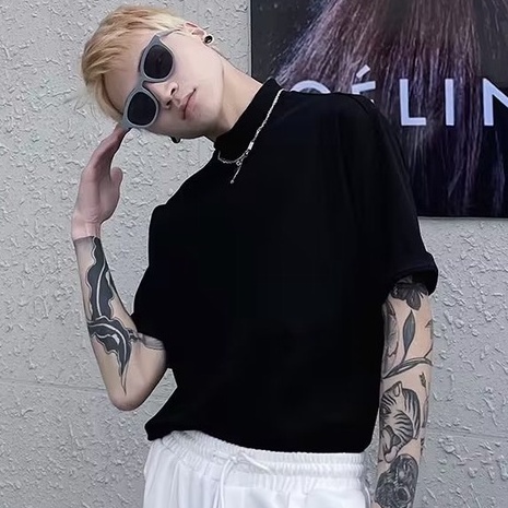 Áo Thun Nam Cổ Cao Tay Ngắn Màu Trơn Đơn Giản Thời Trang Hàn Quốc Cho Nam Và Nữ Simple Unisex Áo Thun Nam Có Cổ Bigsize Top Form Rộng Ifashion Couple Áo Thun