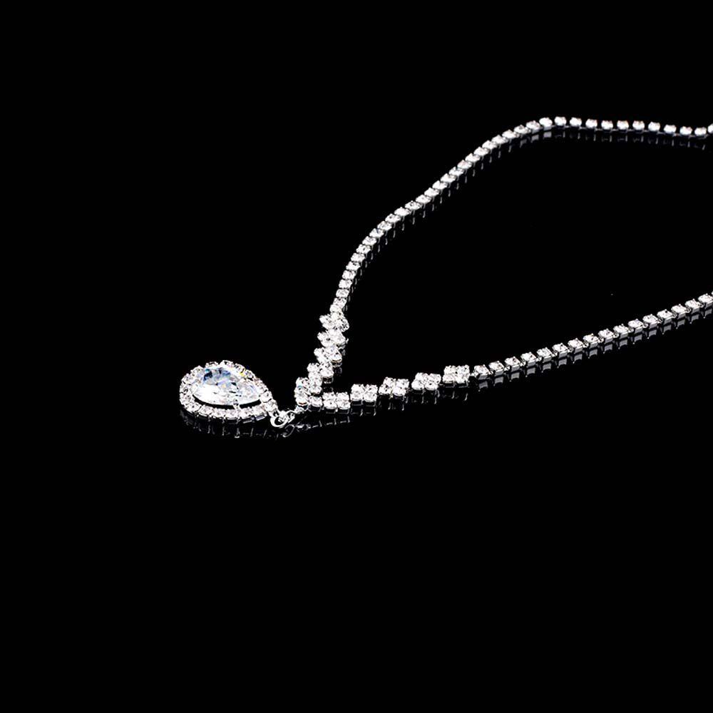 Bộ Trang Sức Hình Giọt Nước Đính Đá Lãng Mạn Chất Lượng Cao