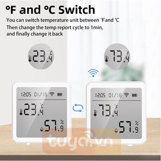 Màn hình nhiệt kế cảm biến nhiệt độ độ ẩm cho phòng máy chủ wifi tuya tth3v2