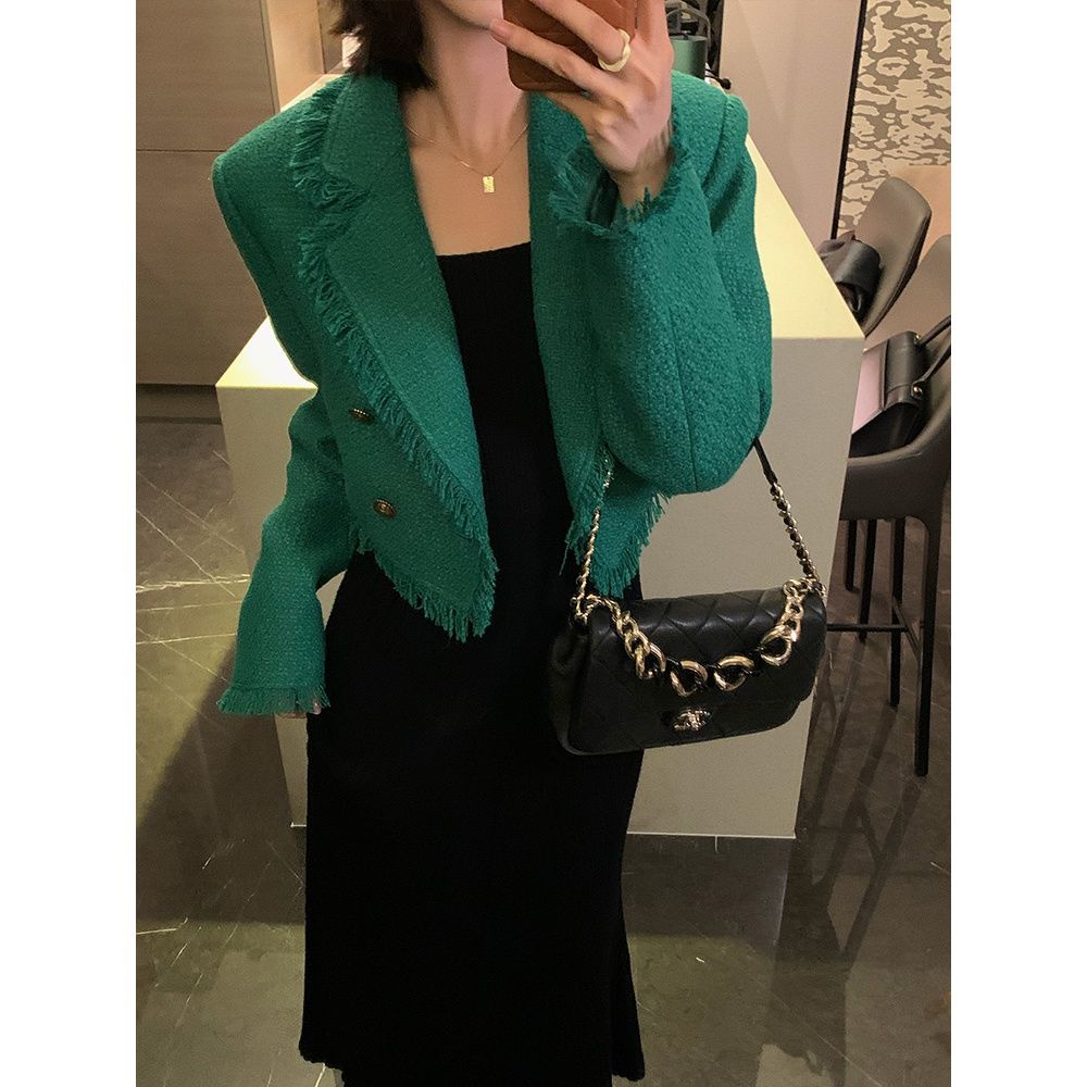 [Spot] Áo Khoác Ngắn Mỏng Nhẹ Ghép Màu Trơn Đơn Giản Thời Trang Hàn Quốc Sang Trọng Khí Chất Dành Cho Bạn Nữ