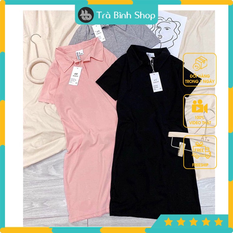 Đầm Body Cổ Polo 3 Màu Pastel Váy Dáng Ôm Ngắn Tay Ulzzang Xinh Xắn