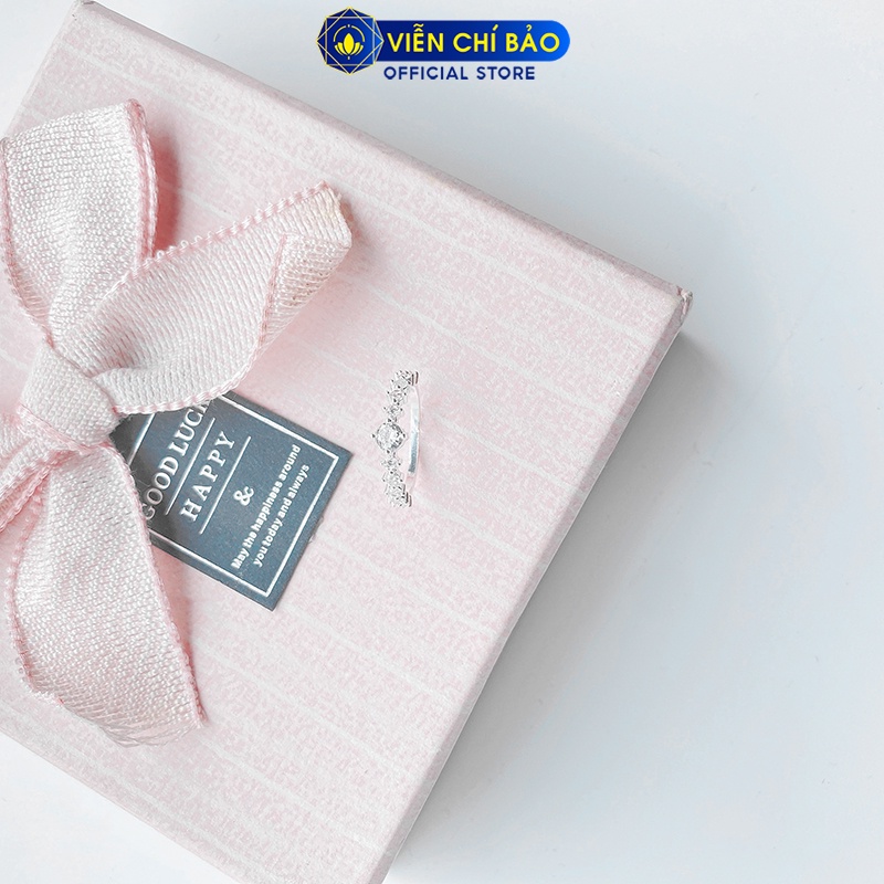 Nhẫn bạc nữ viền đính đá lấp lánh chất liệu bạc 925 thời trang phụ kiện trang sức nữ Viễn Chí Bảo N400345x1