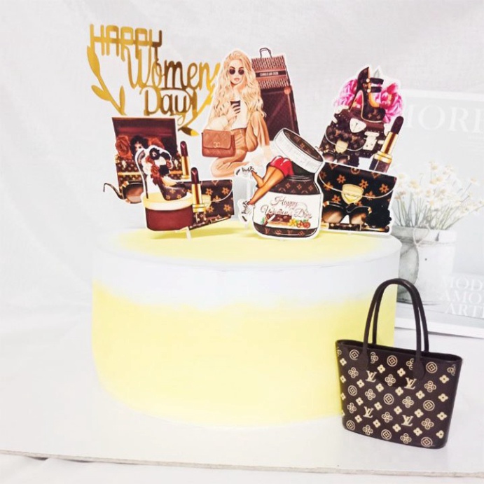 [❤️HOT 20/10] trang trí bánh kem [FREESHIP❤️] sét cắm giấy cô gái CHỦ ĐỀ 20/10