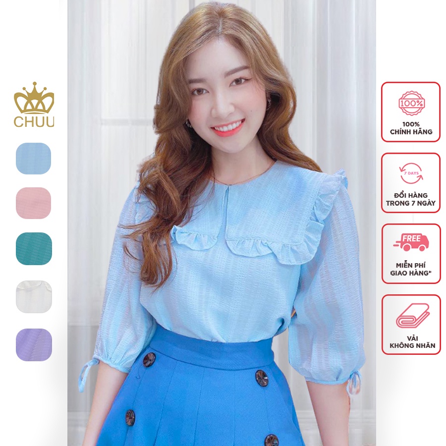 Áo sơ mi kiểu vạt vuông tay lửng CHUU A5560