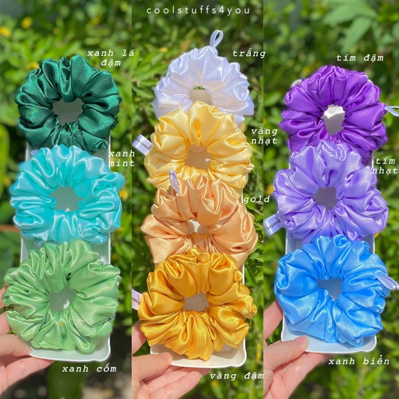 Bảng màu lụa✨Scrunchies lụa vải mềm mịn size thường