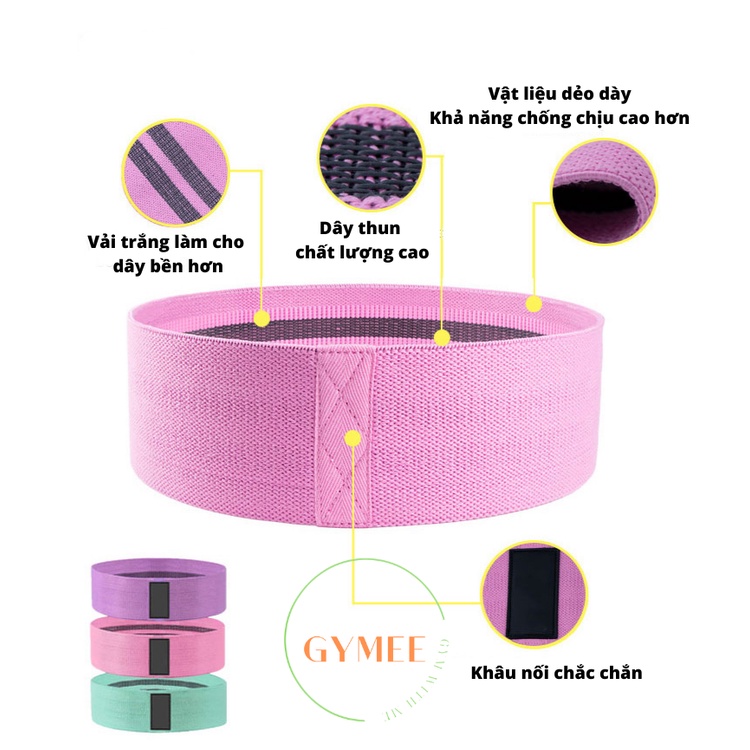 Dây MiniBand Vải Kháng Lực Tập Mông Đùi Tập Gym Đàn Hồi Chống Trượt 3 Mức Độ