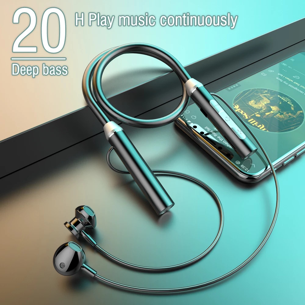 Bluetooth 5.0 Headset KAXOE Neck Hanging Magnetic Sports Headphone With Card