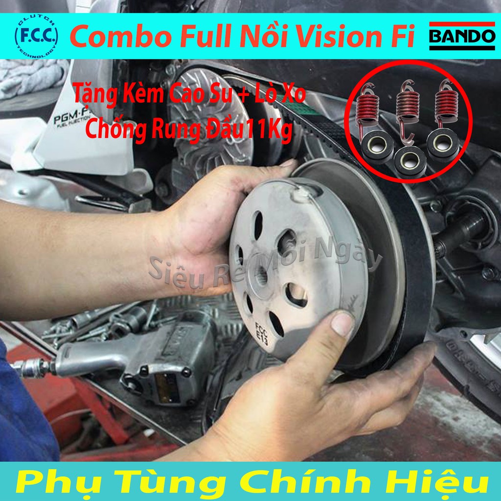 Combo Full Bộ Nồi Trước, Nồi Sau, Dây Coroa, Bi Nồi Honda Vision Fi