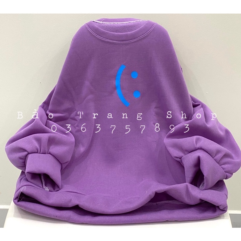 Áo Sweater Mặt Cười- Áo Nỉ Cổ Tròn Mặt Cười Dáng Rộng Unisex Nam Nữ