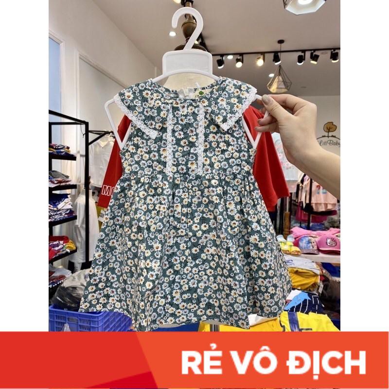 váy thô sát nách có cổ ren bé gái. Chất thô mềm mịn, dễ thuơng . Size 6-10 từ 18- 28kg