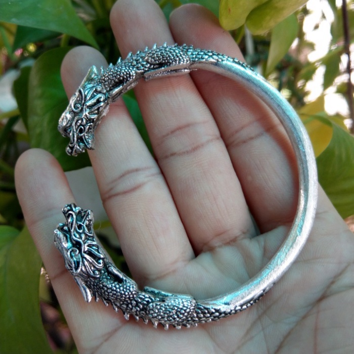 Vòng tay song long đầu rồng cho Nam và Nữ - T0238