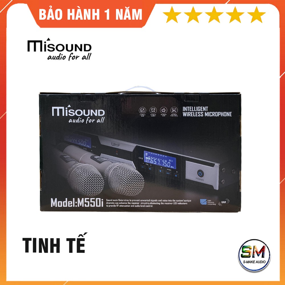 Micro không dây Karaoke MiSound M550i - Cảm biến gia tốc, tự động ngắt, tặng bộ pin sạc khô - smake audio