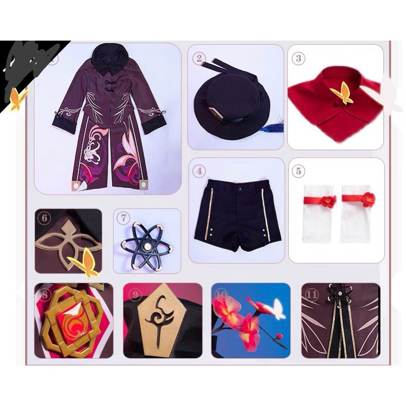Set cosplay Hutao Genshin Impact