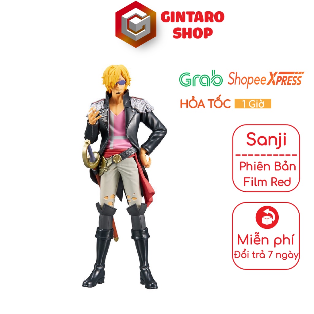 Mô hình Sanji FILM RED DXF The Grandline Men, Mô hình one piece Sanji chính hãng tem vàng chi tiết sắc nét Full Box
