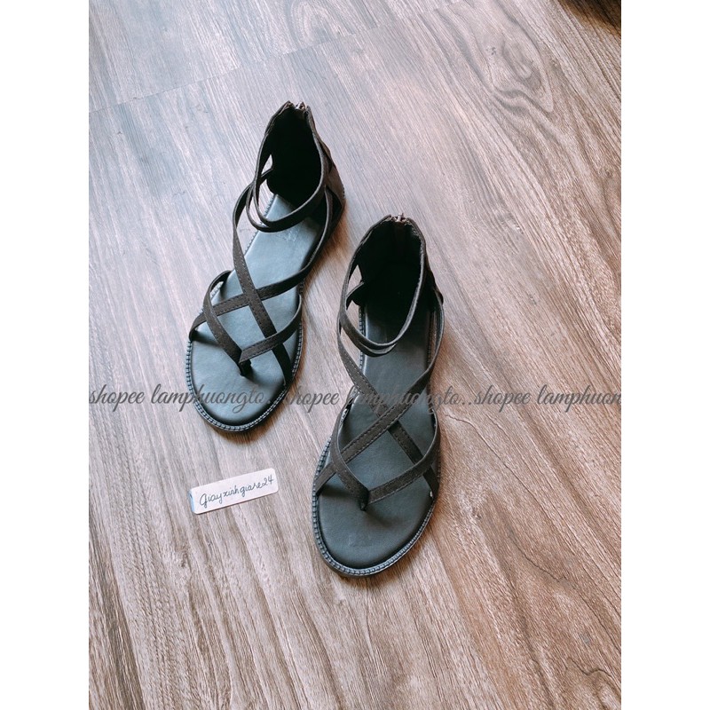 Sandal quai chéo 4 dây khoá kéo cao cổ KK4dây