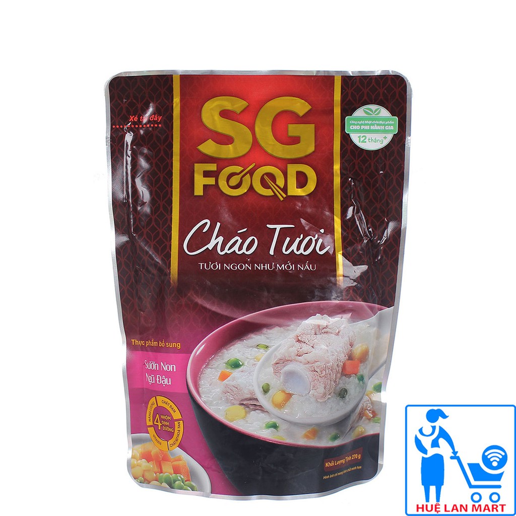 [CHÍNH HÃNG] Cháo Tươi SG Food Sườn Non Ngũ Đậu Gói 270g (Tươi ngon như mới nấu)