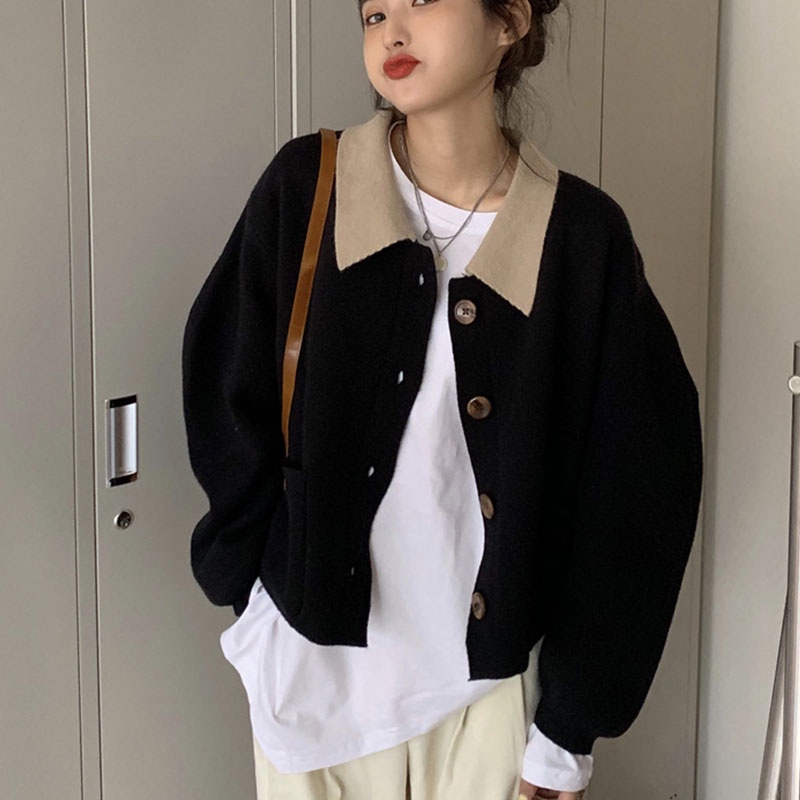 Áo Khoác Sweater Dệt Kim Kiểu Retro Nhật Bản Xinh Xắn Cho Nữ