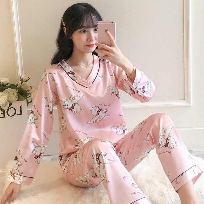 Bộ Đồ ngủ pijama nữ quần dài tay dài chất lụa cao cấp