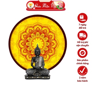 Đèn hào quang mandala in tranh trúc chỉ chân thiện mỹ, trang trí bàn thờ phật, treo phòng thờ tc-hq-24
