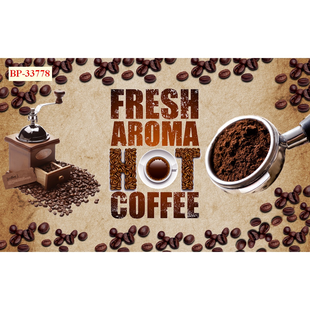 Tranh Quán Cafe, Trà Sữa, Trang Trí Cửa Hàng âm nhạc, cốc cà phê, hạt cà phê, in kích thước theo yêu cầu, không giới hạn